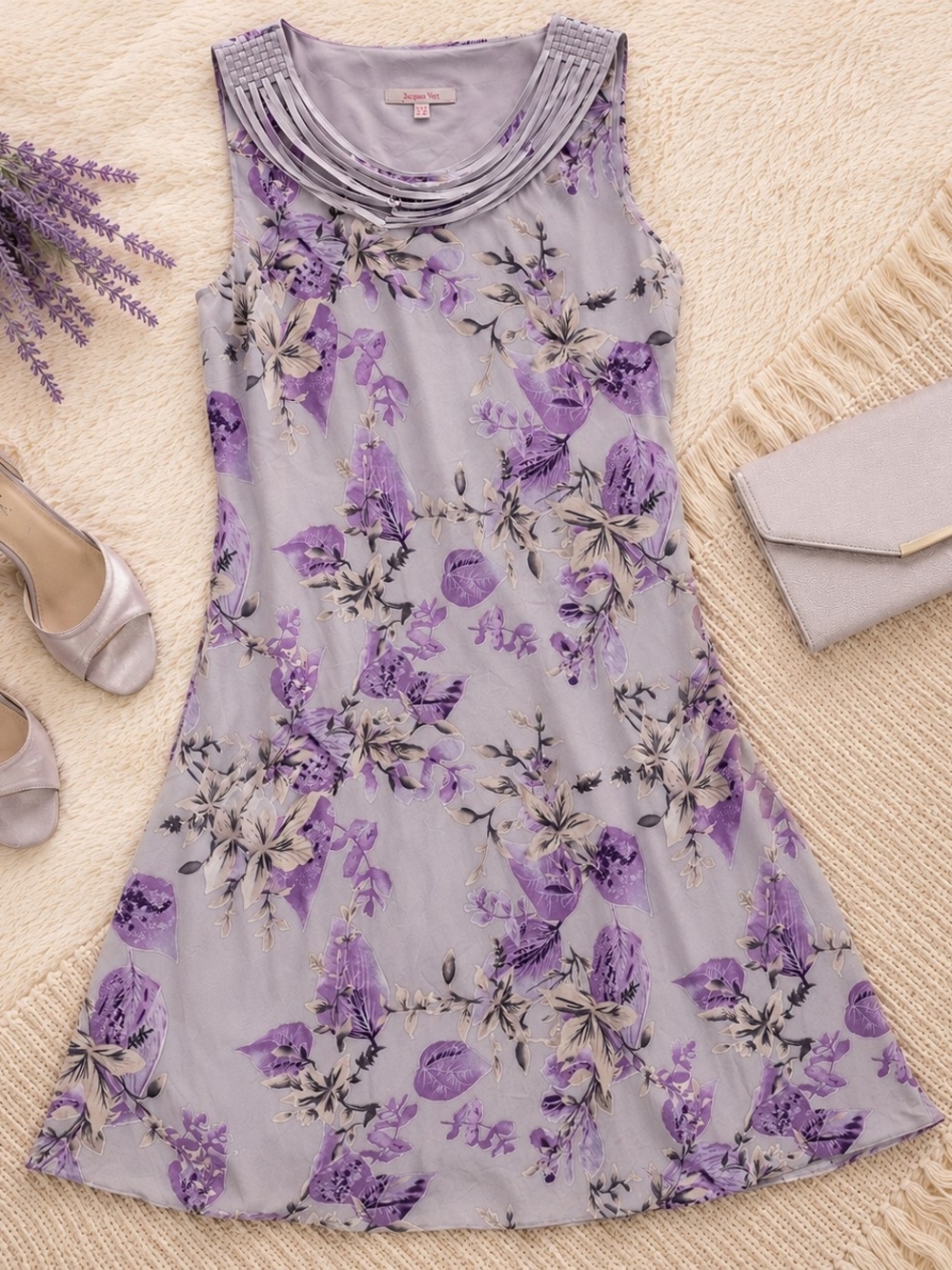 Jacques Vert Lavender Floral Midi Dress Size 16